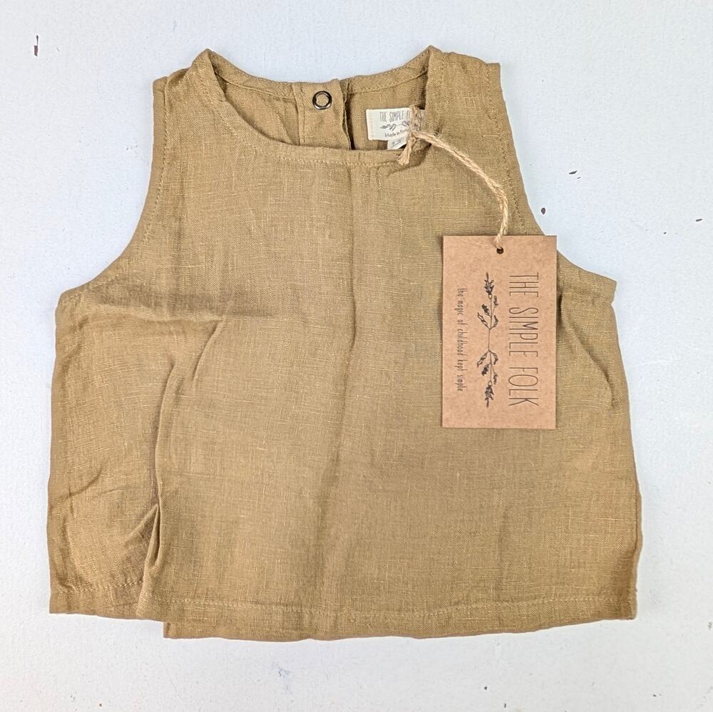 The Simple Folk Linen Wilder Tank - 3-6 Months - Camel